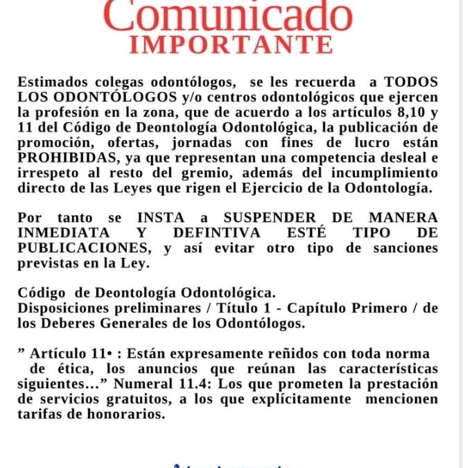 Apreciados Odontólogos